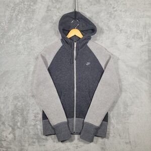 Nike Hoodie Mens Large Gray Sportswear Wool Blend Knit Zip Up Sweater